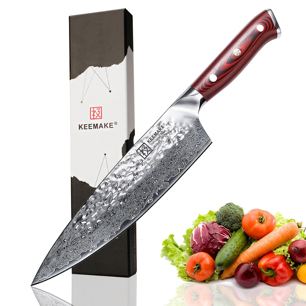 Mad Shark Ultra Sharp Chef Knife, Professional 8 inch Damascus Santoku Knife, Made of Super Damascus Stainless Steel, Non-Stick Blade Kitchen Knife
